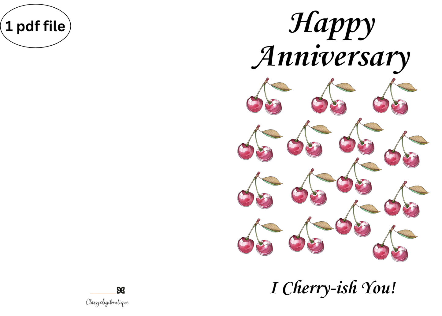 I Cherry-ish You Anniversary Card – Cute Cherry Design - Printable Greeting Card