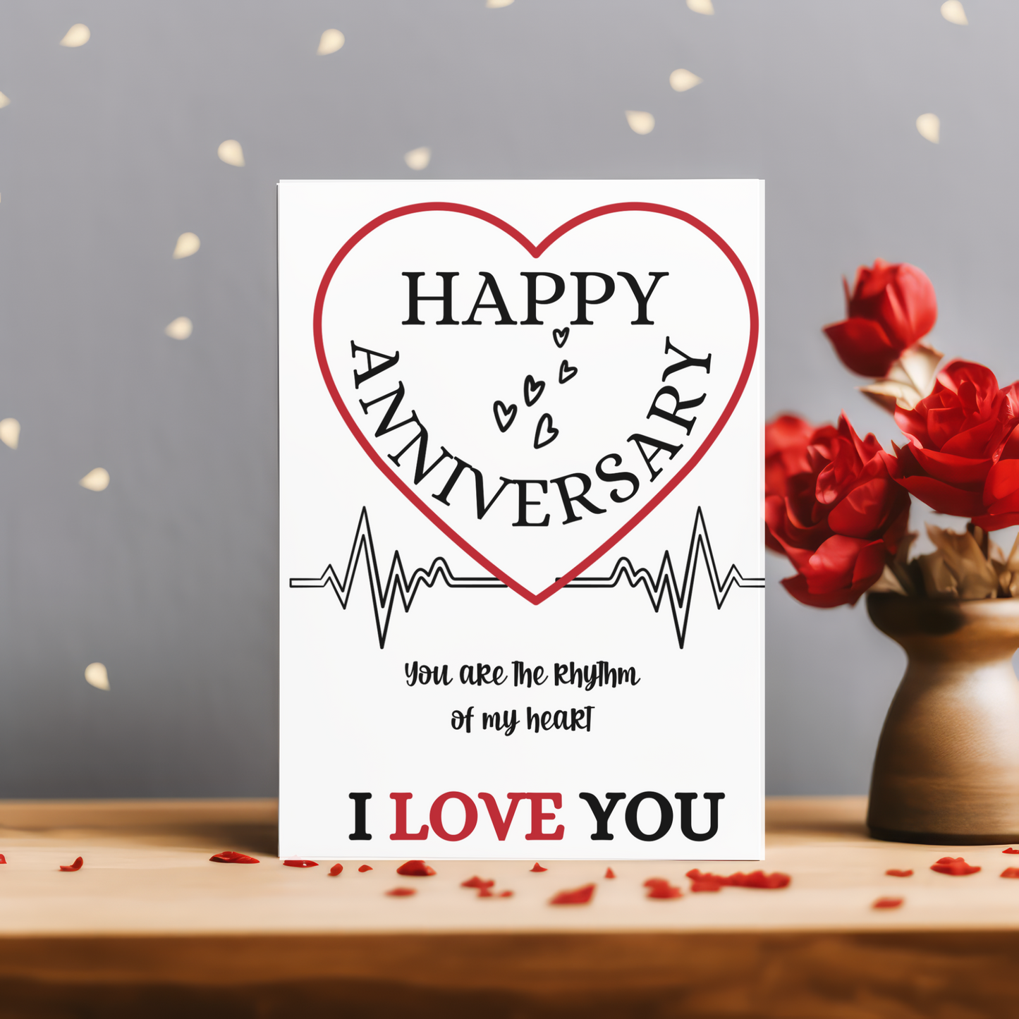 "Rhythm of My Heart" Anniversary Card – Heartbeat Love Design