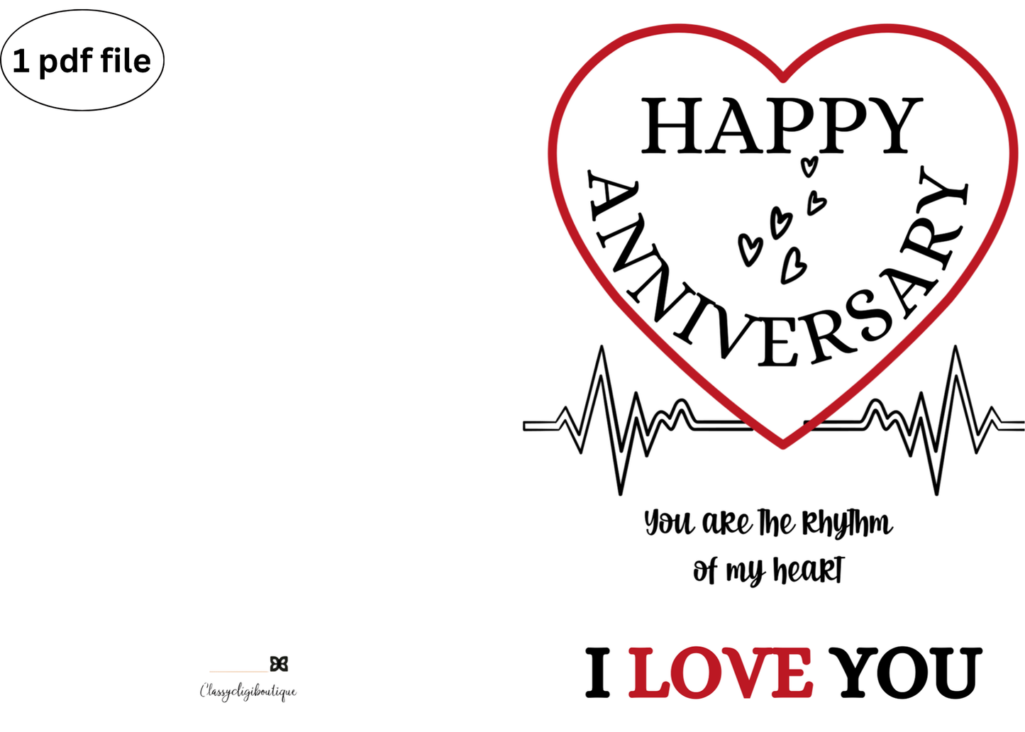 "Rhythm of My Heart" Anniversary Card – Heartbeat Love Design