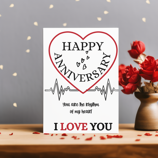 "Rhythm of My Heart" Anniversary Card – Heartbeat Love Design