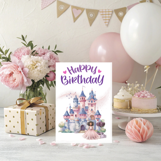 Princess Castle Birthday Card - Downloadable Printable Greeting for Girls